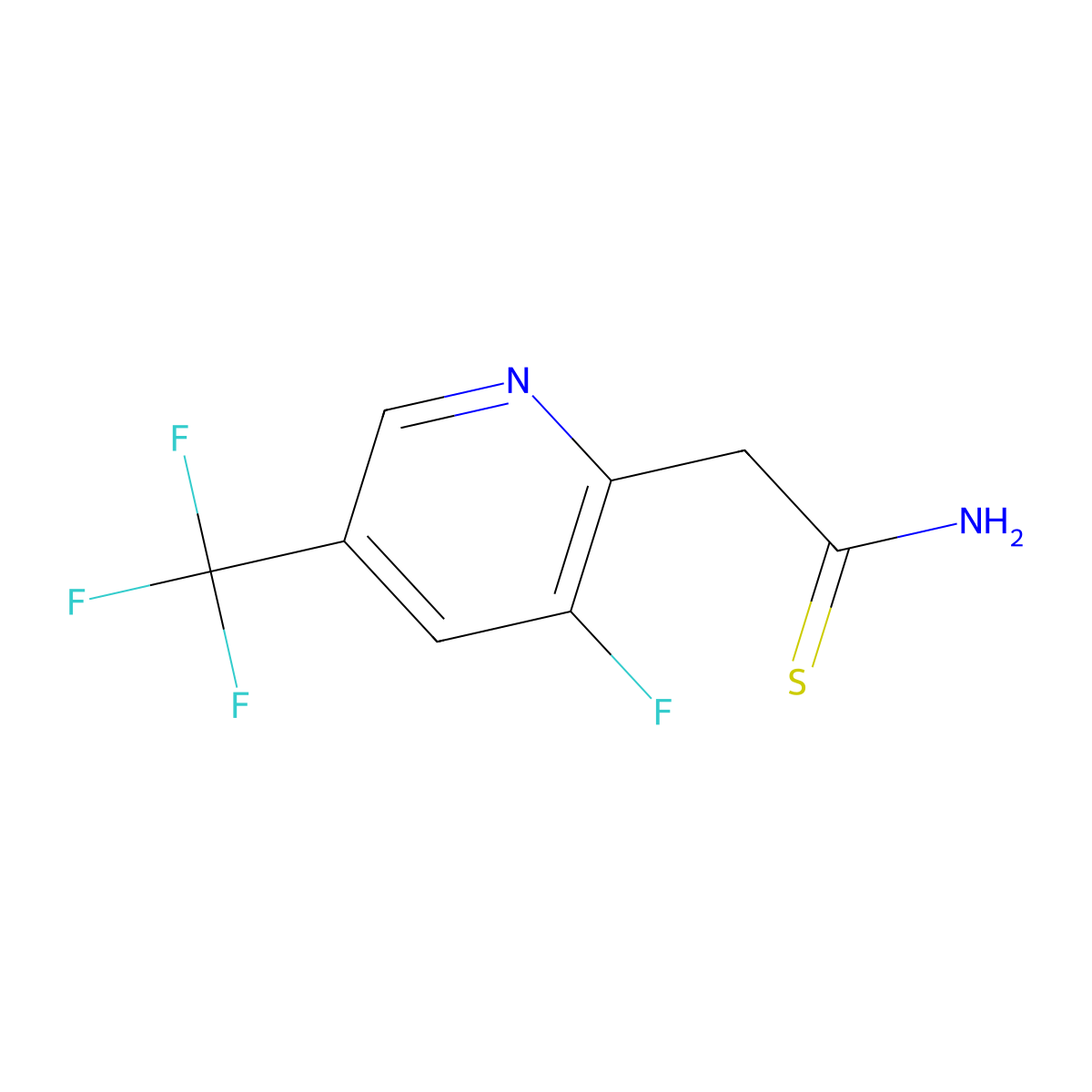 2-[3-Fluoro-5-(trifluoromethyl)-2-pyridyl]thioacetamide molecular structure, CAS 1987078-14-7