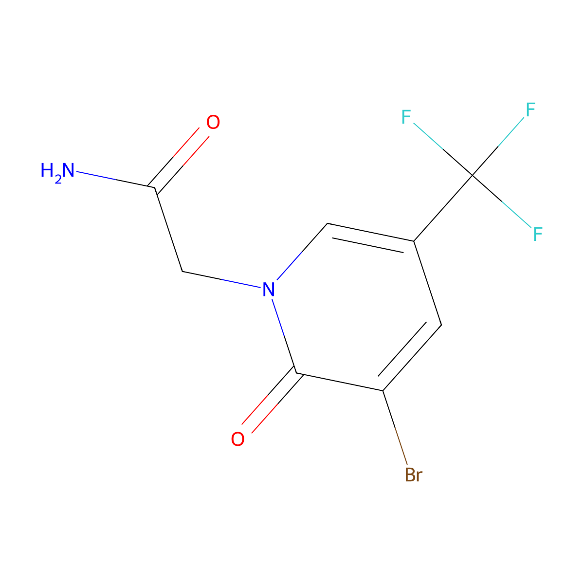2-[3-Bromo-2-oxo-5-(trifluoromethyl)-1-pyridyl]acetamide molecular structure, CAS 1987078-24-9