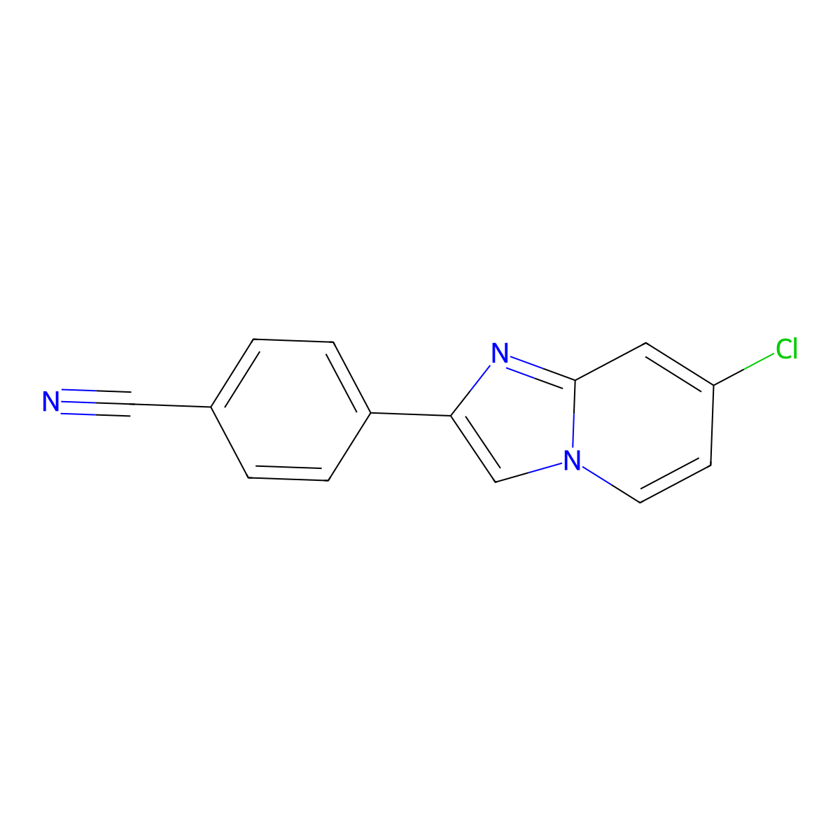 4-(7-Chloroimidazo[1,2-a]pyridin-2-yl)benzonitrile molecular structure, CAS 1987078-51-2