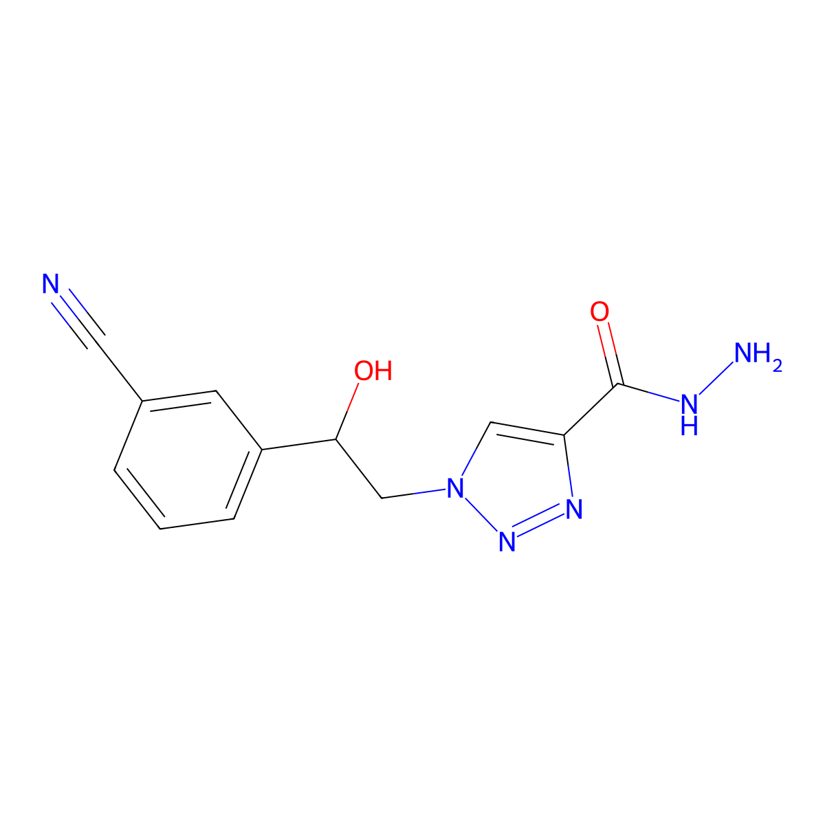 1-[2-(3-cyanophenyl)-2-hydroxyethyl]-1H-1,2,3-triazole-4-carbohydrazide molecular structure, CAS 1987084-17-2