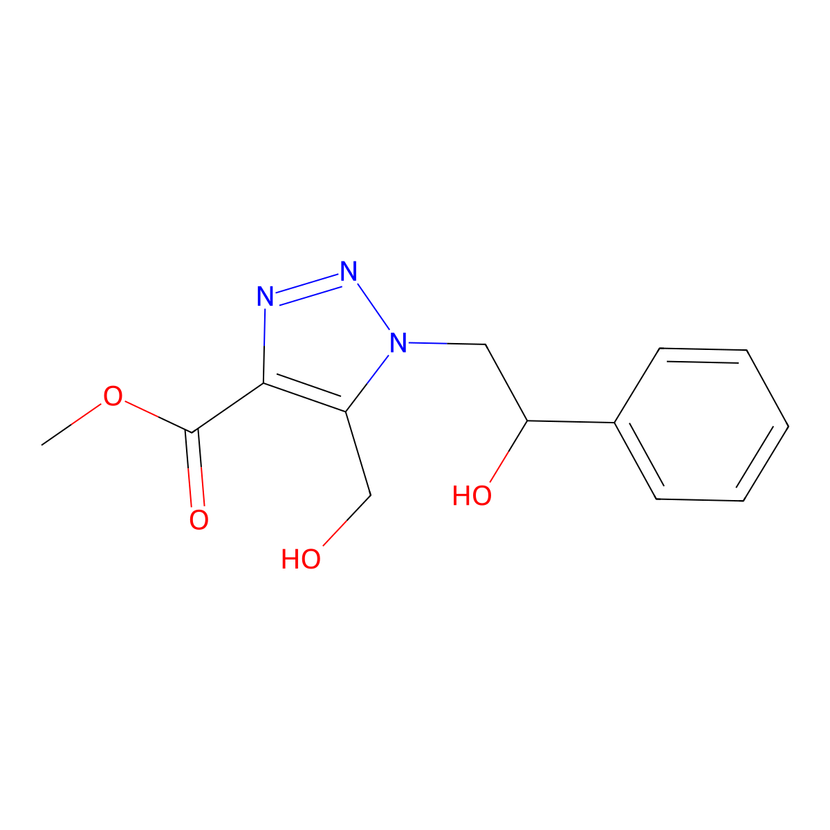 methyl 5-(hydroxymethyl)-1-(2-hydroxy-2-phenylethyl)-1H-1,2,3-triazole-4-carboxylate molecular structure, CAS 1987084-26-3