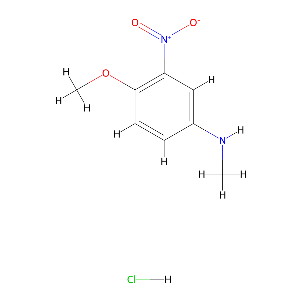 4-methoxy-N-methyl-3-nitroaniline hydrochloride molecular structure, CAS 19871-40-0