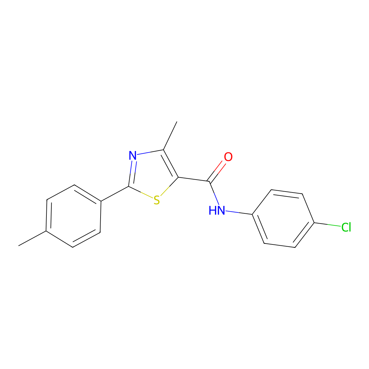 N-(4-Chlorophenyl)-4-methyl-2-(4-methylphenyl)-1,3-thiazole-5-carboxamide molecular structure, CAS 198711-14-7
