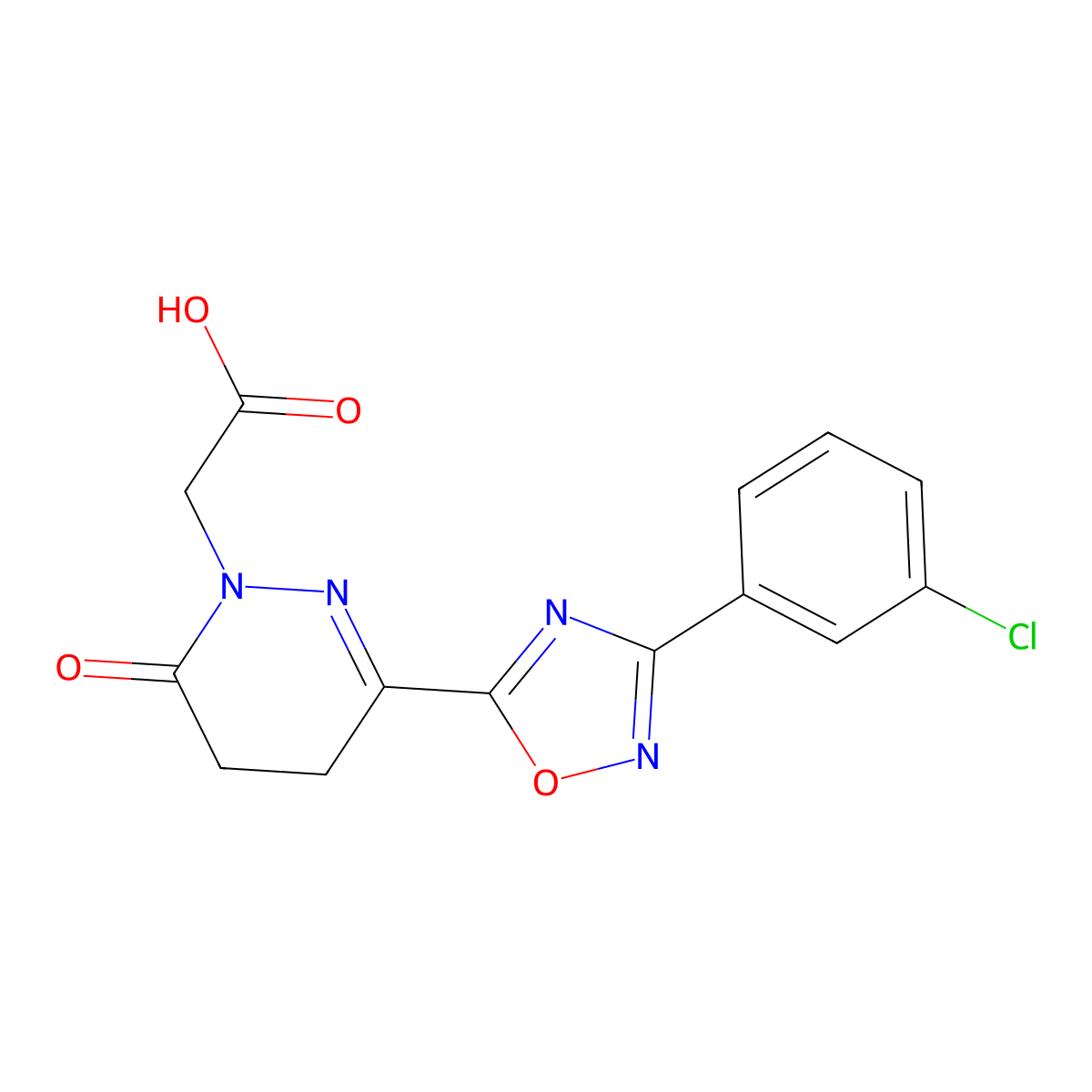 [3-[3-(3-chlorophenyl)-1,2,4-oxadiazol-5-yl]-6-oxo-5,6-dihydropyridazin-1(4H)-yl]acetic acid molecular structure, CAS 1987112-36-6