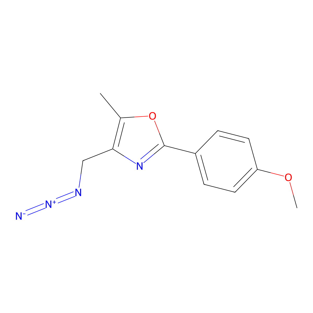 4-(Azidomethyl)-2-(4-methoxyphenyl)-5-methyl-1,3-oxazole molecular structure, CAS 1987113-35-8