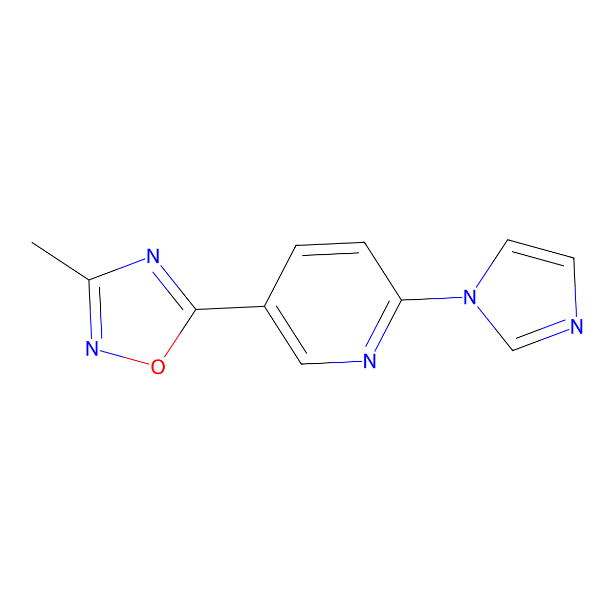 2-(1H-imidazol-1-yl)-5-(3-methyl-1,2,4-oxadiazol-5-yl)pyridine molecular structure, CAS 1987113-41-6