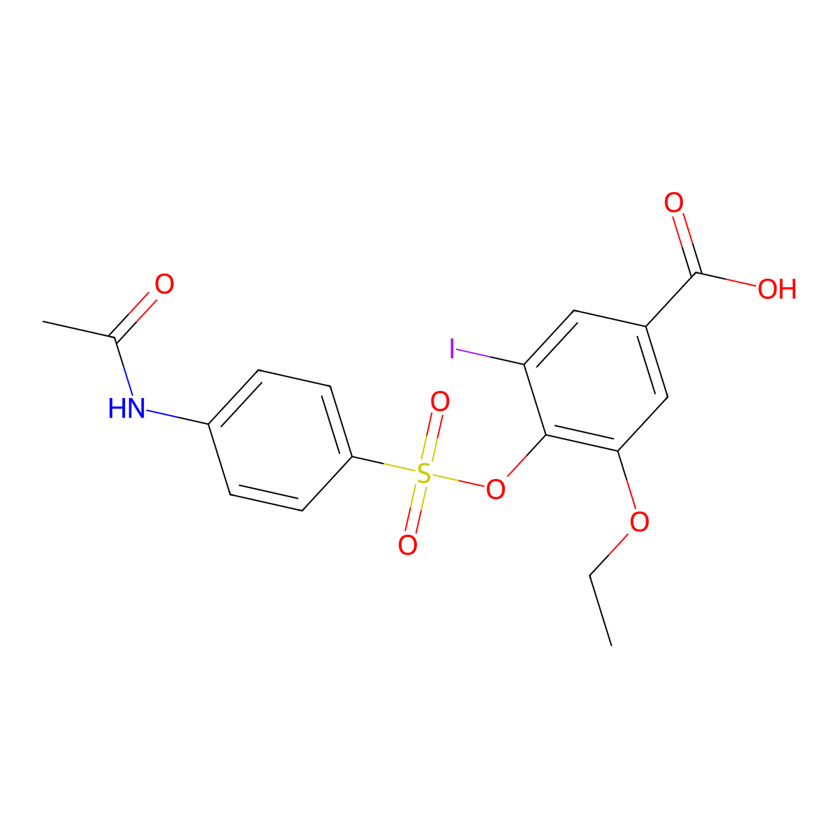 4-({[4-(Acetylamino)phenyl]sulfonyl}oxy)-3-ethoxy-5-iodobenzoic acid molecular structure, CAS 1987113-51-8