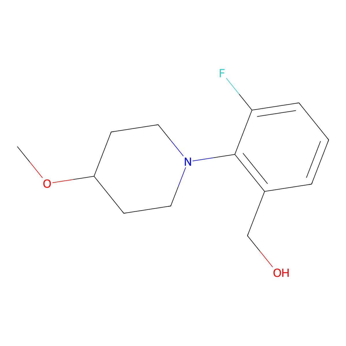 [3-Fluoro-2-(4-methoxypiperidin-1-yl)phenyl]methanol molecular structure, CAS 1987117-53-2