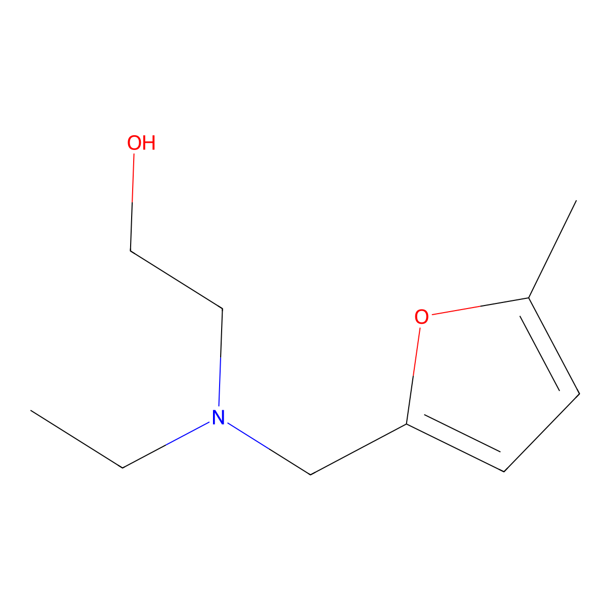 2-{Ethyl[(5-methylfuran-2-yl)methyl]amino}ethanol molecular structure, CAS 198713-64-3