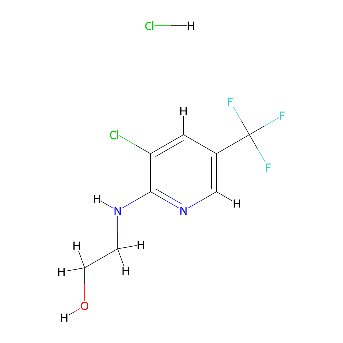 2-[[3-Chloro-5-(trifluoromethyl)-2-pyridyl]-amino]ethanol hydrochloride molecular structure, CAS 1987135-32-9