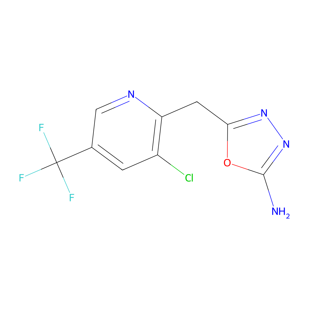 5-[[3-Chloro-5-(trifluoromethyl)-2-pyridyl]-methyl]-1,3,4-oxadiazol-2-amine molecular structure, CAS 1987135-48-7