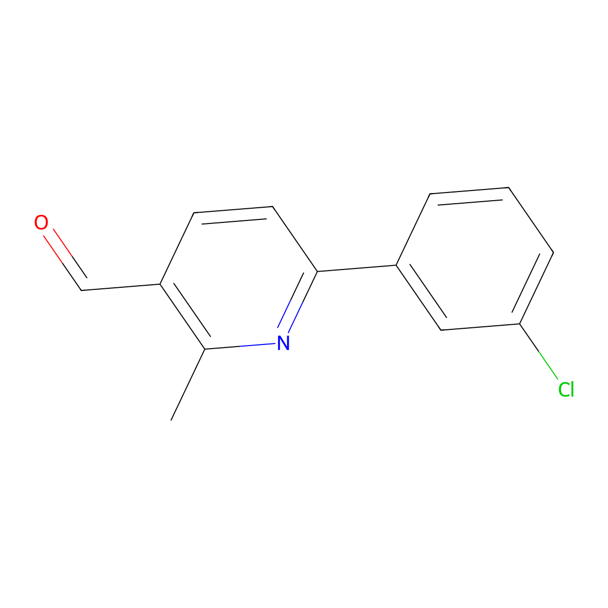 6-(3-Chlorophenyl)-2-methylnicotinaldehyde molecular structure, CAS 1987150-93-5