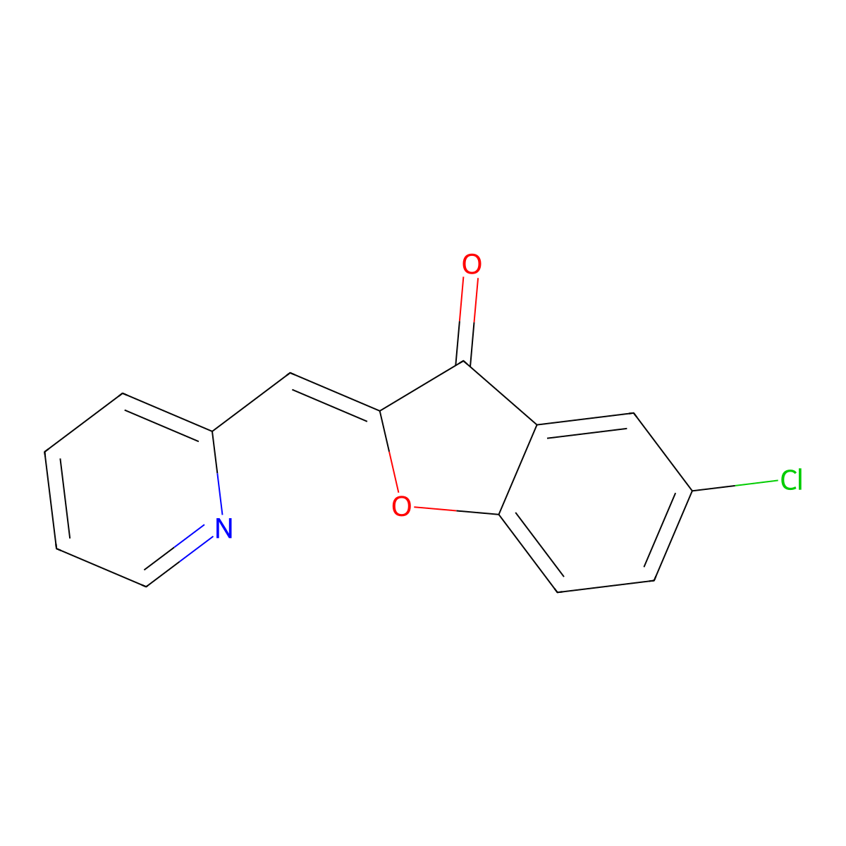 (2Z)-5-chloro-2-(pyridin-2-ylmethylidene)-1-benzofuran-3-one molecular structure, CAS 19872-86-7