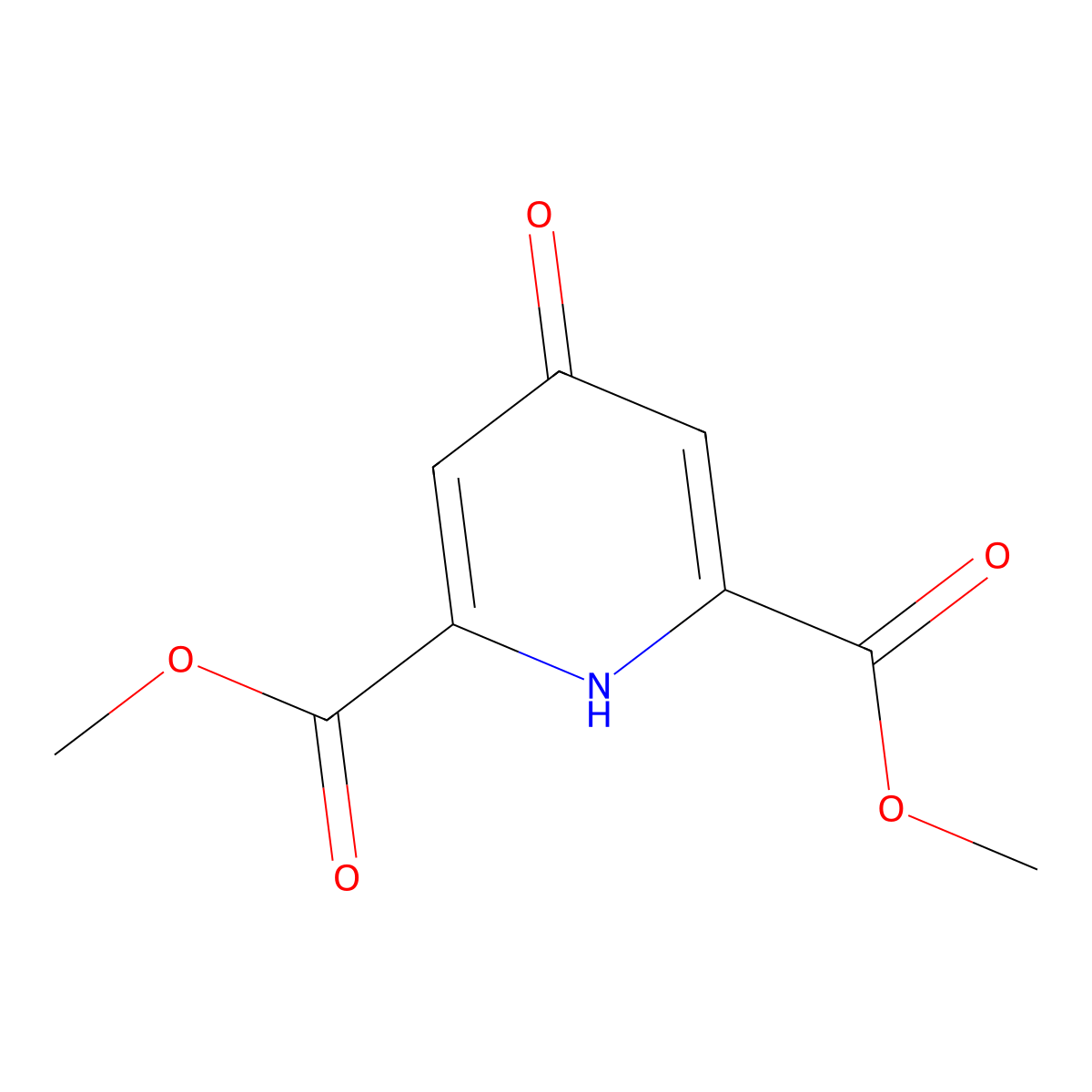 Dimethyl 4-oxo-1,4-dihydropyridine-2,6-dicarboxylate molecular structure, CAS 19872-91-4