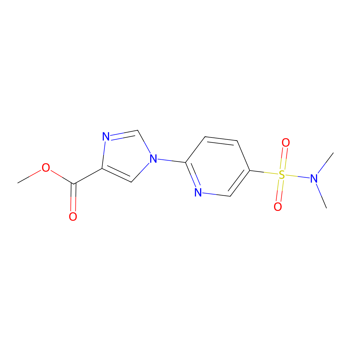 methyl 1-{5-[(dimethylamino)sulfonyl]pyridin-2-yl}-1H-imidazole-4-carboxylate molecular structure, CAS 1987207-08-8