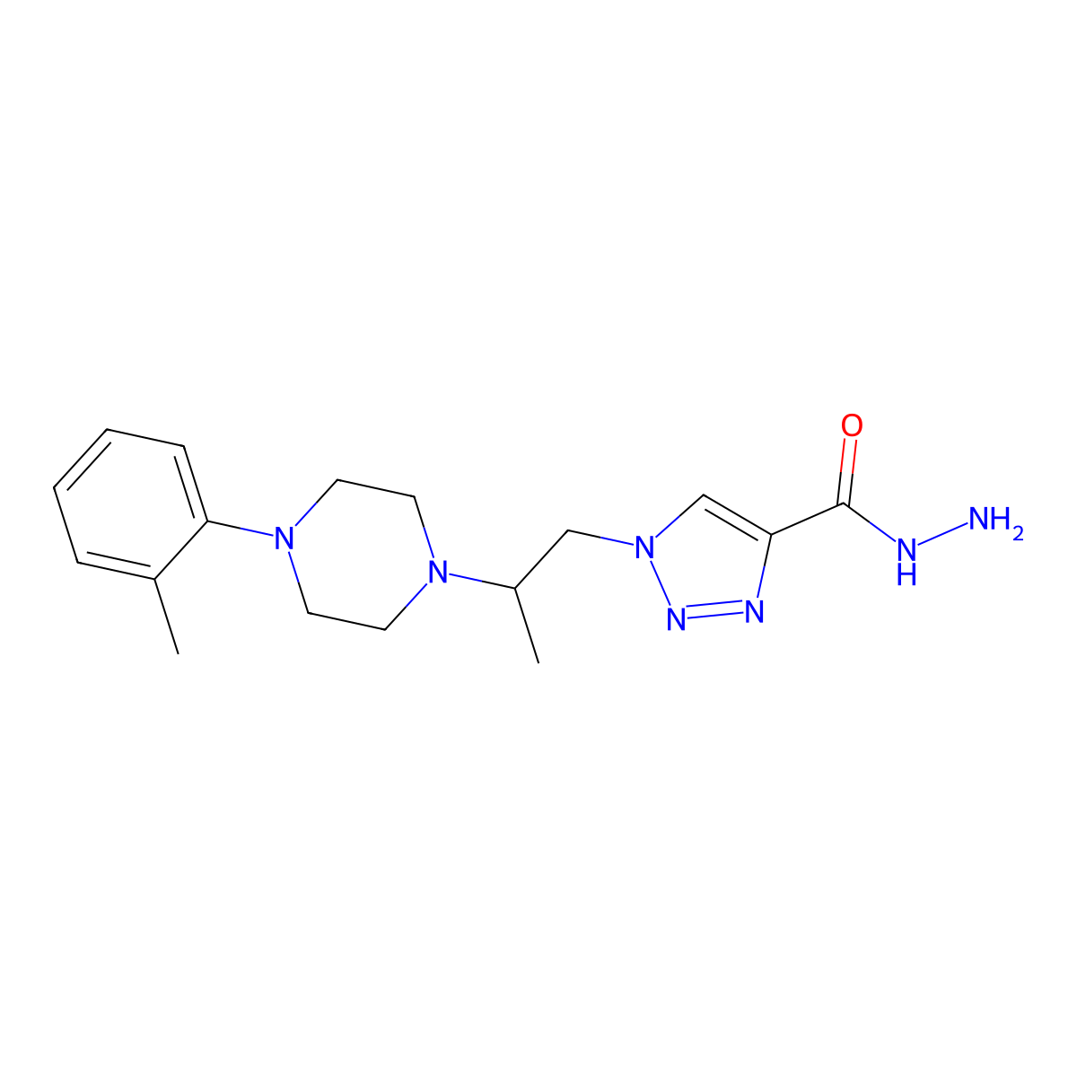 1-{2-[4-(2-methylphenyl)piperazin-1-yl]propyl}-1H-1,2,3-triazole-4-carbohydrazide molecular structure, CAS 1987207-75-9