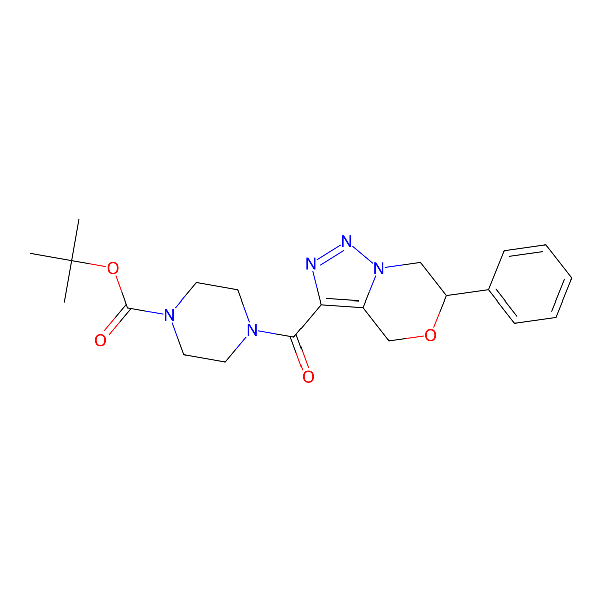 tert-butyl 4-[(6-phenyl-6,7-dihydro-4H-[1,2,3]triazolo[5,1-c][1,4]oxazin-3-yl)carbonyl]piperazine-1-carboxylate molecular structure, CAS 1987222-86-5