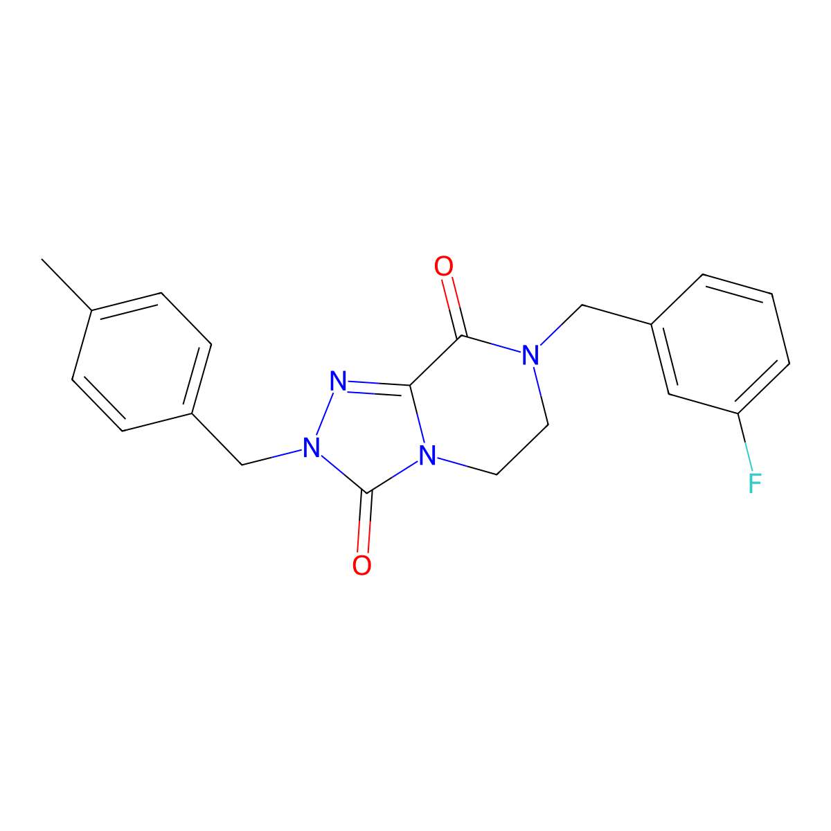 7-(3-fluorobenzyl)-2-(4-methylbenzyl)-6,7-dihydro[1,2,4]triazolo[4,3-a]pyrazine-3,8(2H,5H)-dione molecular structure, CAS 1987223-84-6