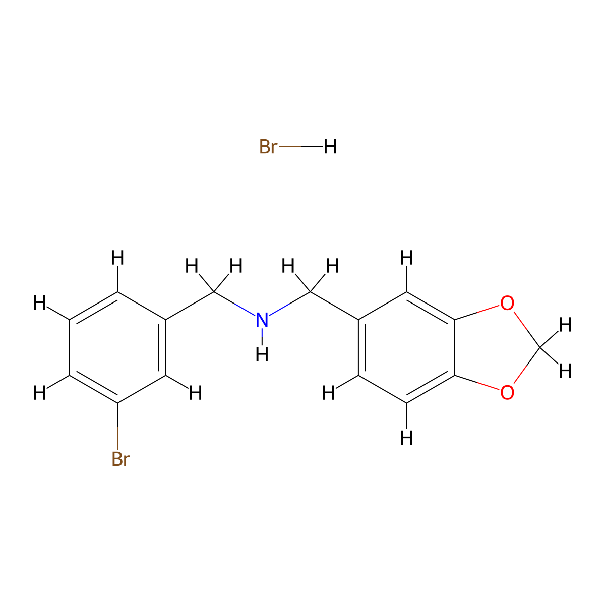 (1,3-Benzodioxol-5-ylmethyl)(3-bromobenzyl)amine hydrobromide molecular structure, CAS 1987244-68-7