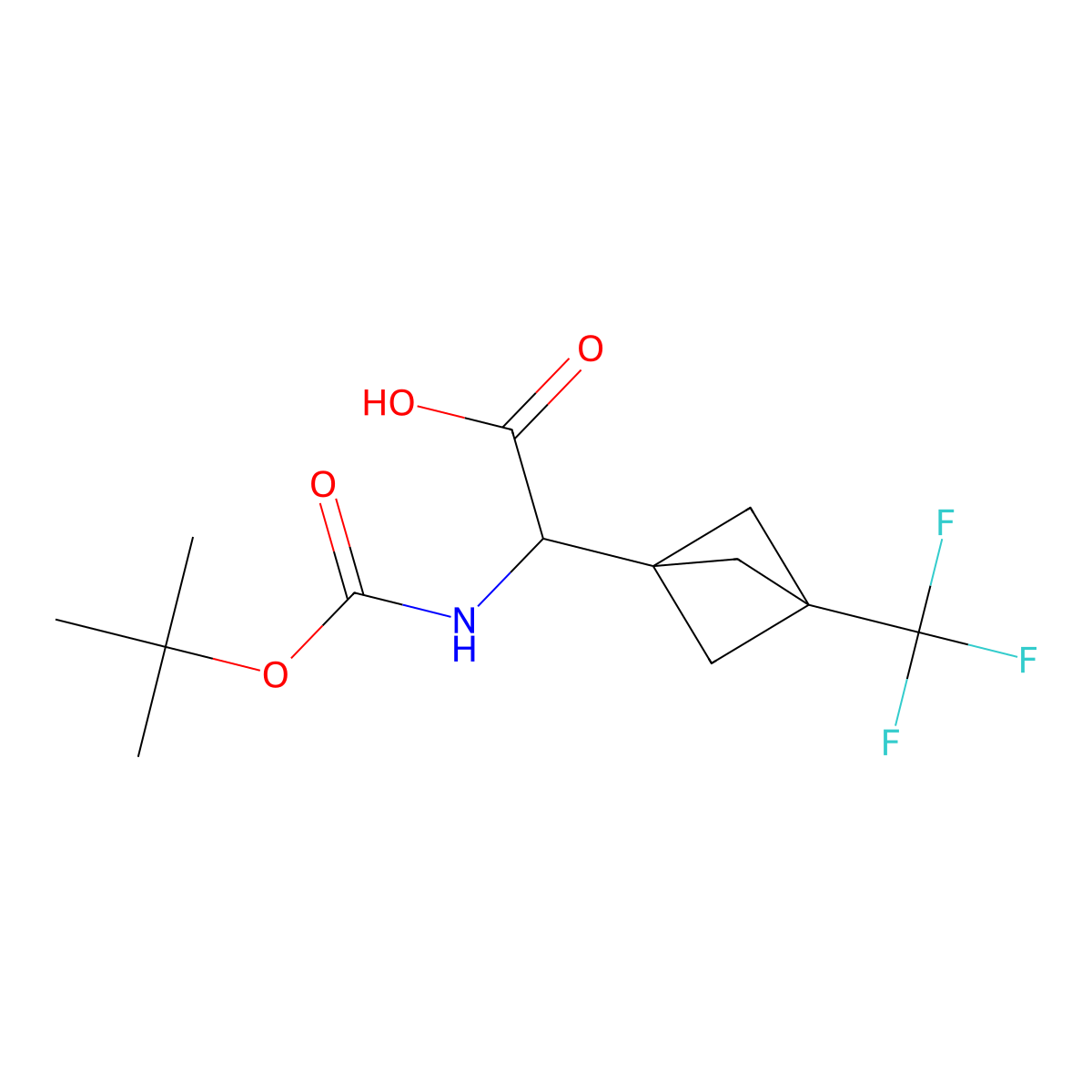 (2R)-2-{[(tert-butoxy)carbonyl]amino}-2-[3-(trifluoromethyl)bicyclo[1.1.1]pentan-1-yl]acetic acid molecular structure, CAS 1987261-12-0