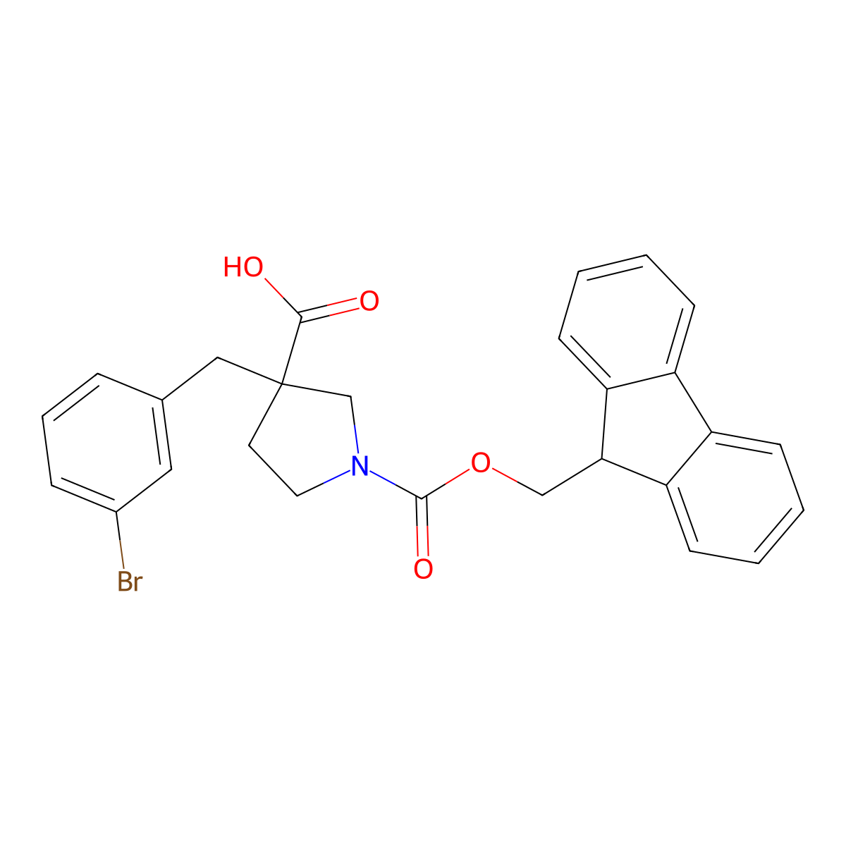 3-[(3-bromophenyl)methyl]-1-{[(9H-fluoren-9-yl)methoxy]carbonyl}pyrrolidine-3-carboxylic acid molecular structure, CAS 1987262-32-7