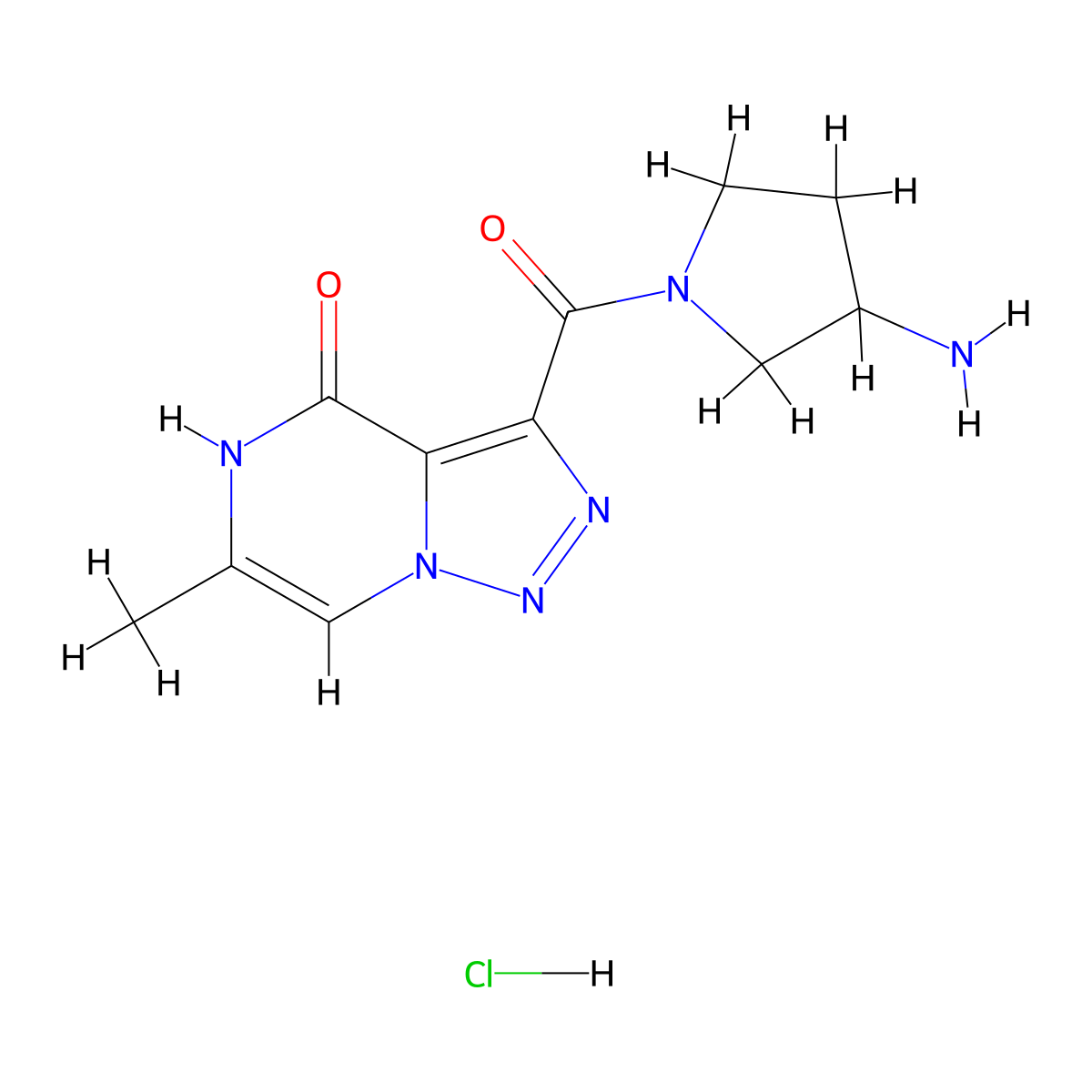 3-[(3-aminopyrrolidin-1-yl)carbonyl]-6-methyl[1,2,3]triazolo[1,5-a]pyrazin-4(5H)-one hydrochloride molecular structure, CAS 1987263-24-0