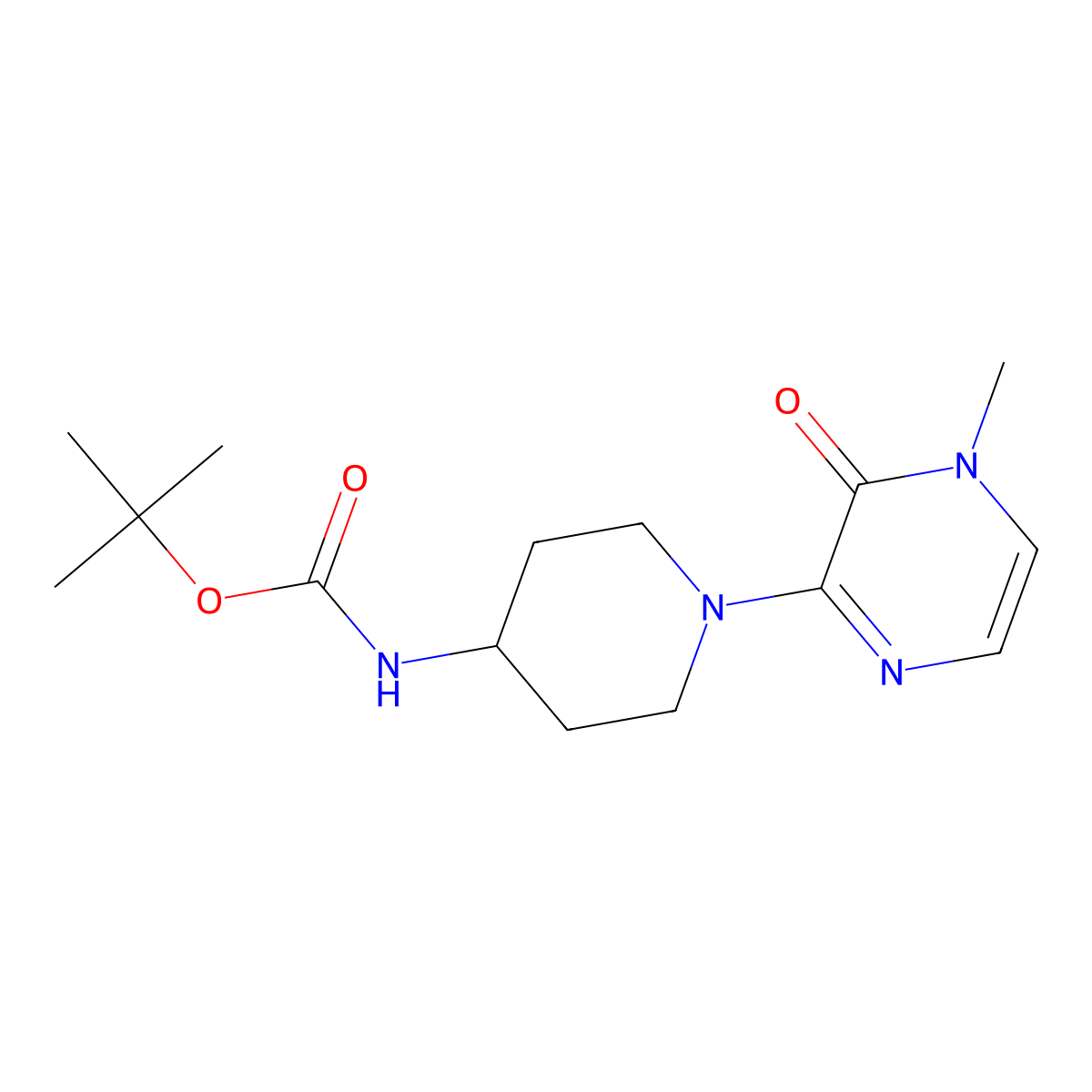 Tert-butyl [1-(4-methyl-3-oxo-3,4-dihydropyrazin-2-yl)piperidin-4-yl]carbamate molecular structure, CAS 1987263-34-2