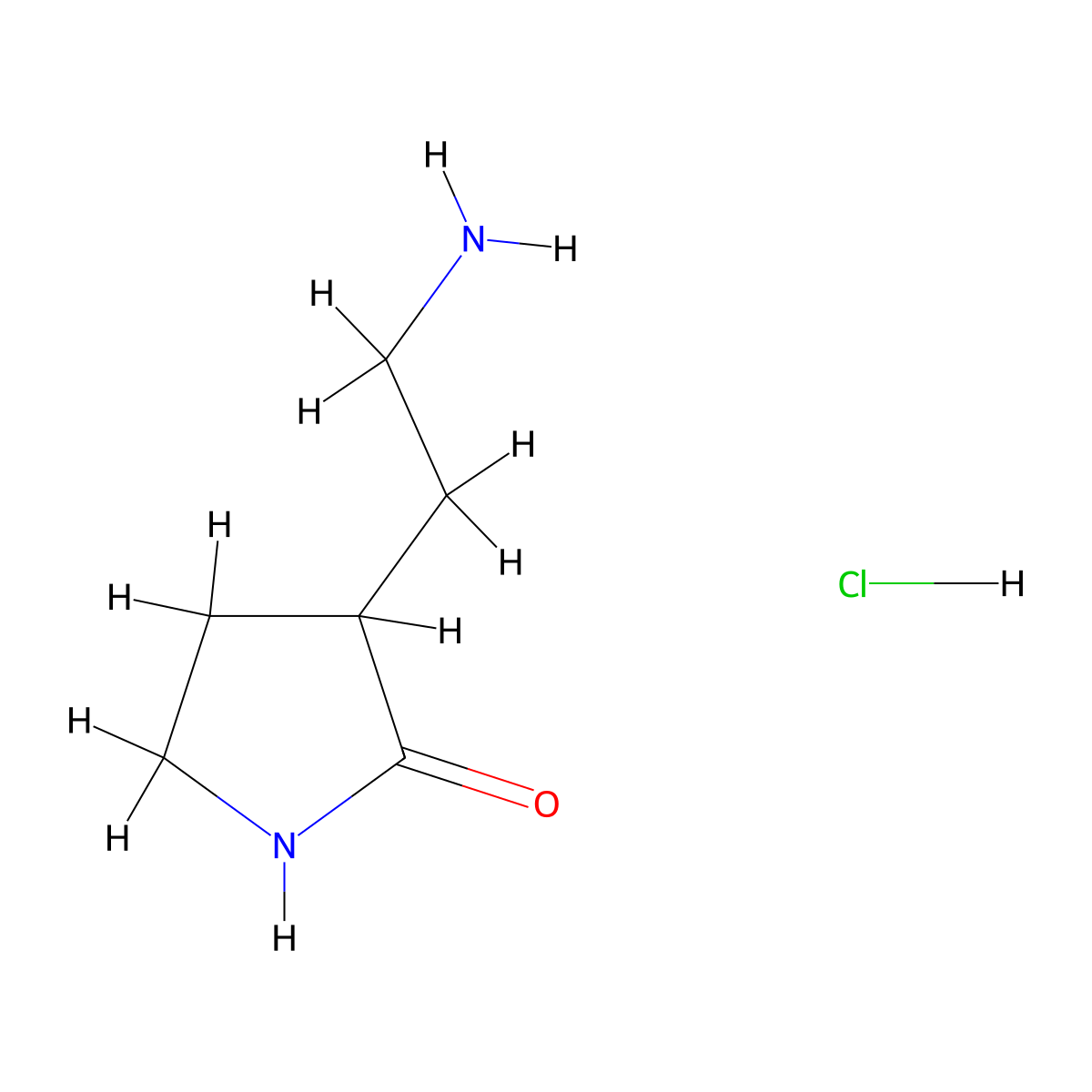 3-(2-Aminoethyl)pyrrolidin-2-one hydrochloride molecular structure, CAS 1987266-33-0