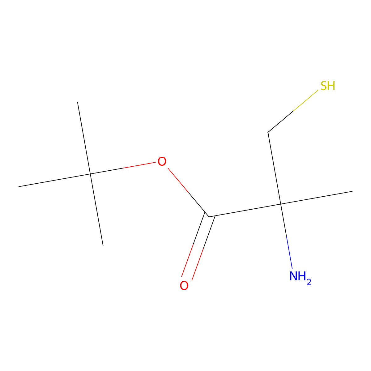 tert-butyl (2S)-2-amino-2-methyl-3-sulfanylpropanoate molecular structure, CAS 1987273-56-2