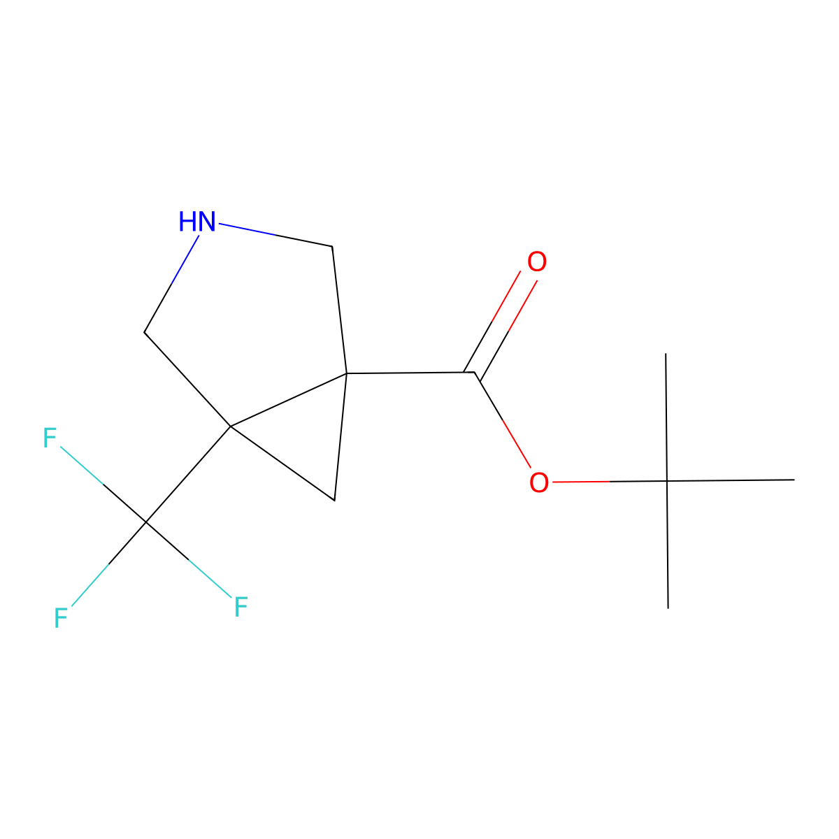 rac-tert-butyl (1R,5S)-5-(trifluoromethyl)-3-azabicyclo[3.1.0]hexane-1-carboxylate molecular structure, CAS 1987274-03-2