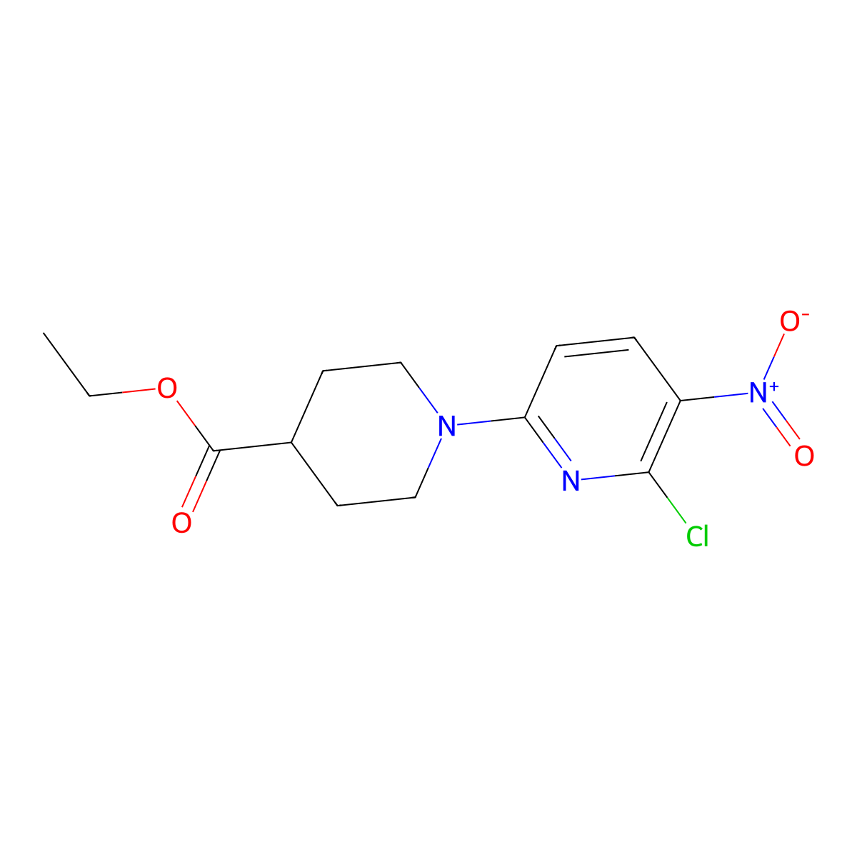 Ethyl 1-(6-chloro-5-nitropyridin-2-yl)piperidine-4-carboxylate molecular structure, CAS 1987286-96-3