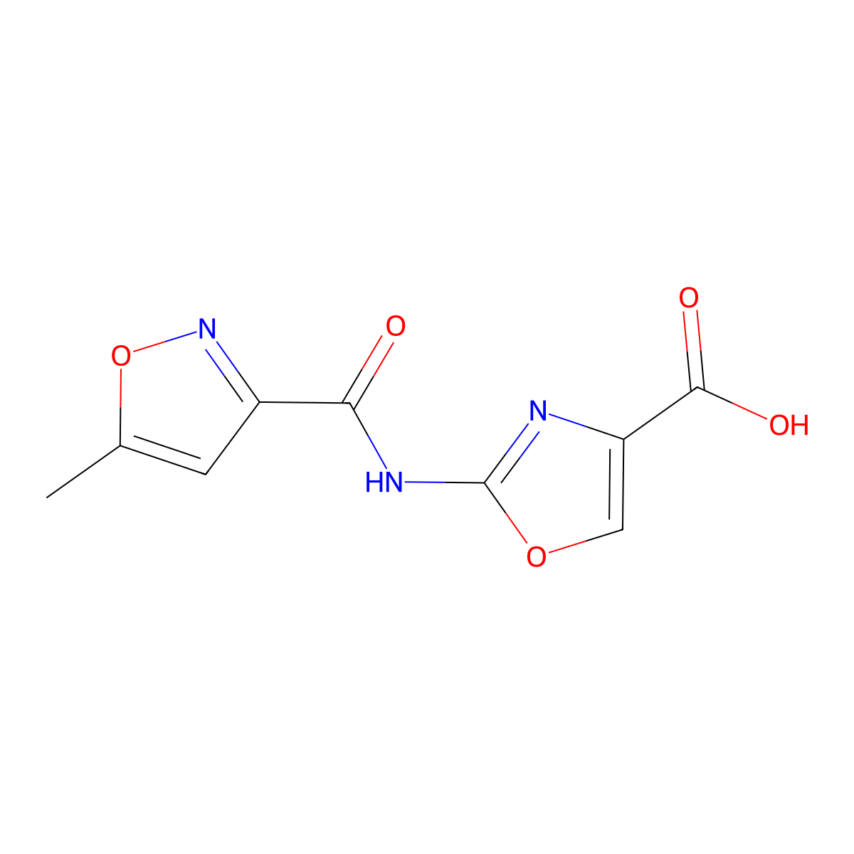 2-(5-Methylisoxazole-3-carboxamido)oxazole-4-carboxylic acid molecular structure, CAS 1987310-26-8