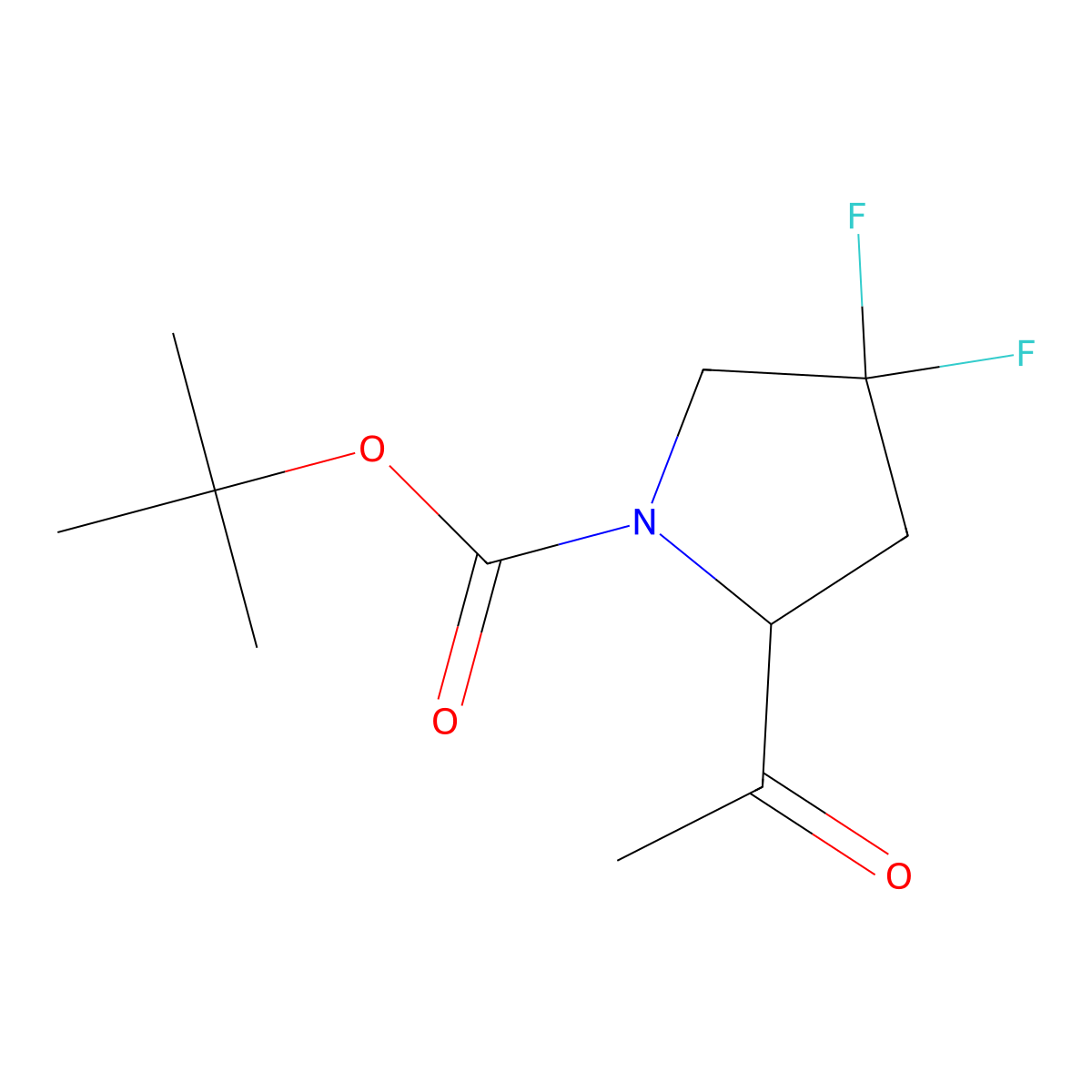Tert-butyl (S)-2-acetyl-4,4-difluoropyrrolidine-1-carboxylate molecular structure, CAS 1987310-56-4
