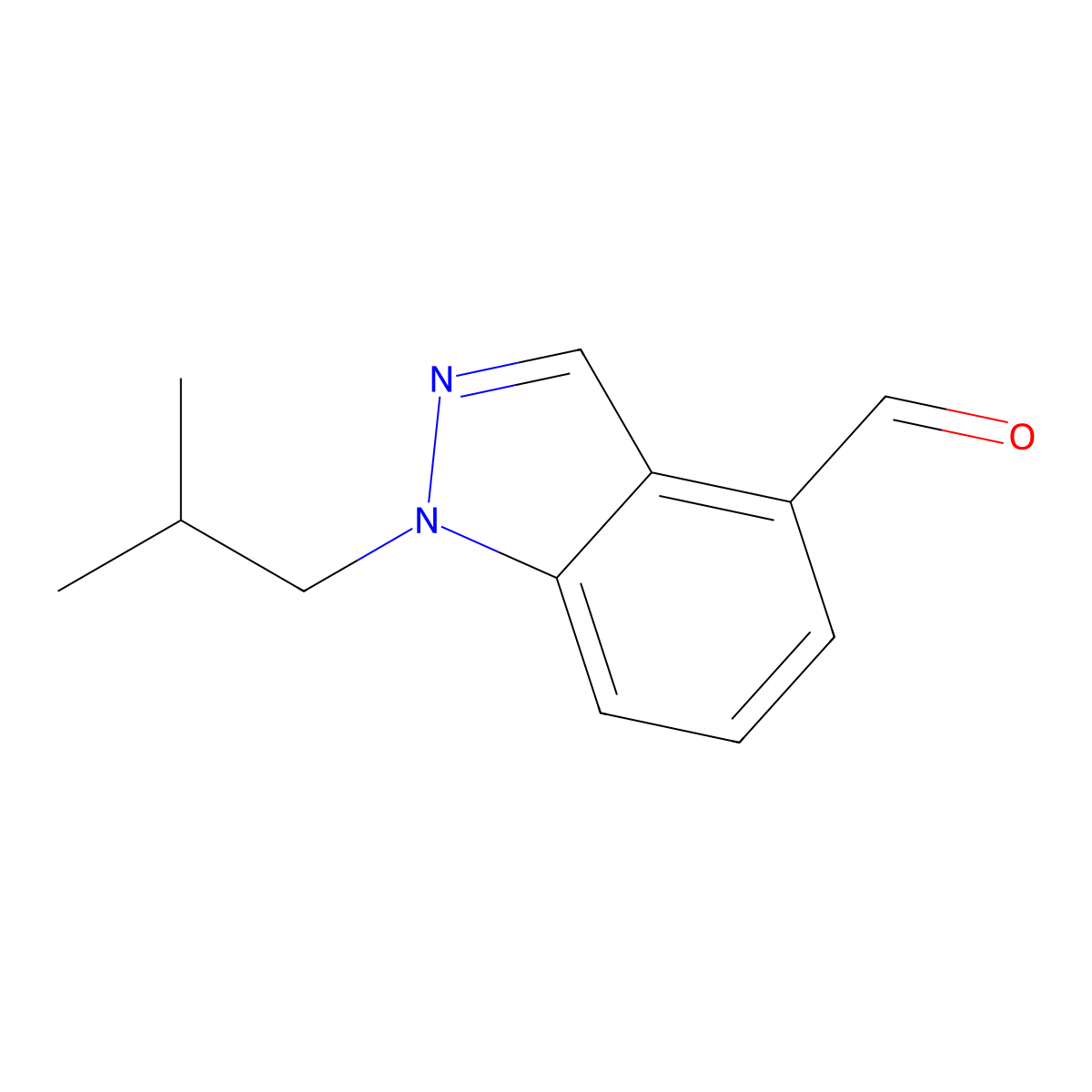 1-(2-methylpropyl)-1H-indazole-4-carbaldehyde molecular structure, CAS 1987338-14-6