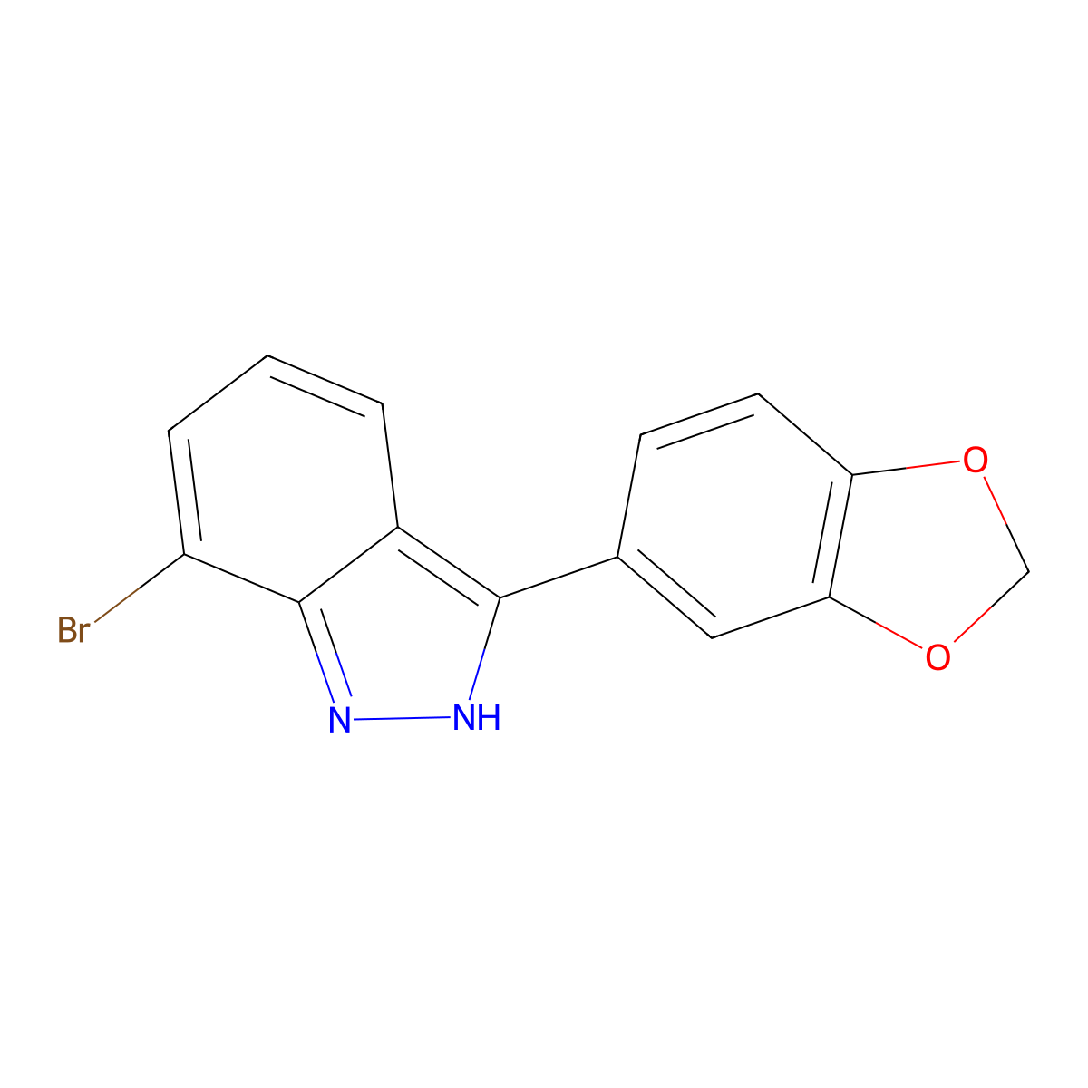 3-(2H-1,3-benzodioxol-5-yl)-7-bromo-1H-indazole molecular structure, CAS 1987340-43-1