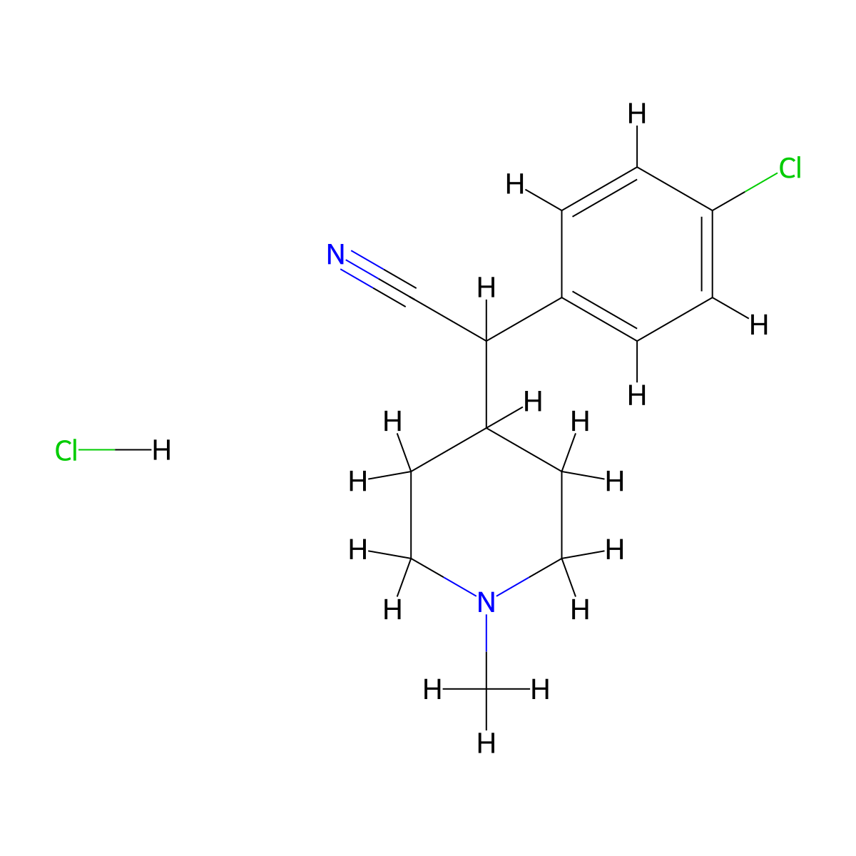 2-(4-Chlorophenyl)-2-(1-methylpiperidin-4-yl)acetonitrile hydrochloride molecular structure, CAS 1987340-72-6