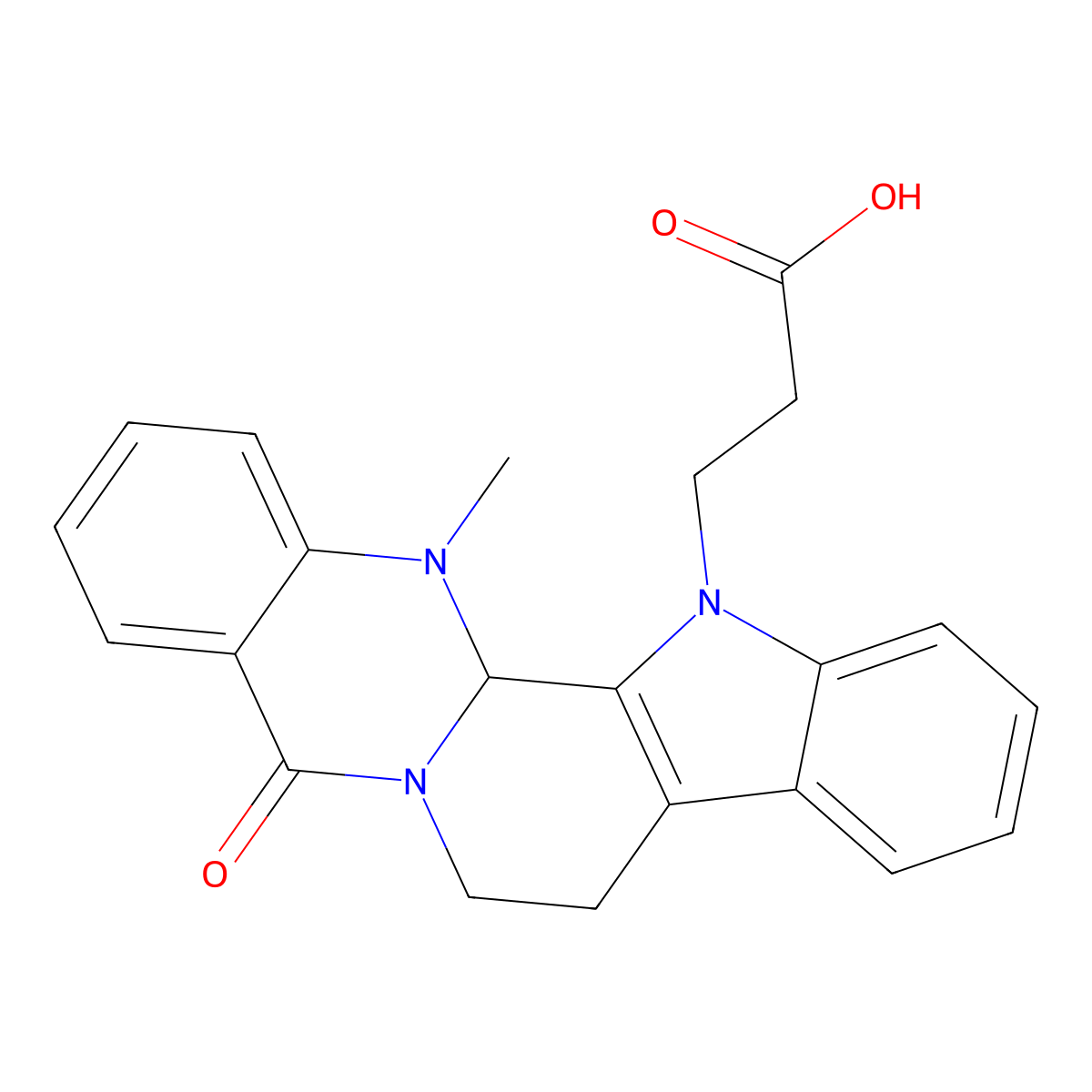 3-(14-methyl-5-oxo-7,8,13b,14-tetrahydroindolo[2',3':3,4]pyrido[2,1-b]quinazolin-13(5H)-yl)propanoic acid molecular structure, CAS 1987341-48-9
