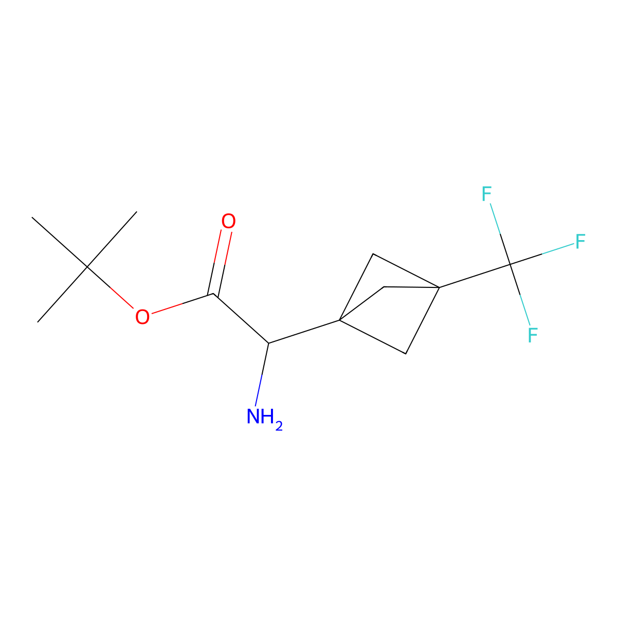 tert-butyl (2S)-2-amino-2-[3-(trifluoromethyl)bicyclo[1.1.1]pentan-1-yl]acetate molecular structure, CAS 1987412-54-3