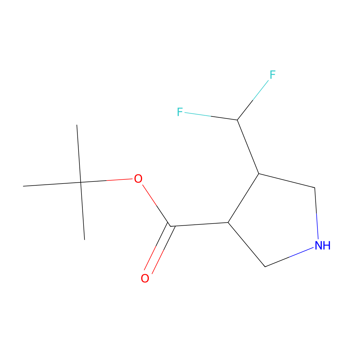 rac-tert-butyl (3R,4R)-4-(difluoromethyl)pyrrolidine-3-carboxylate molecular structure, CAS 1987412-64-5