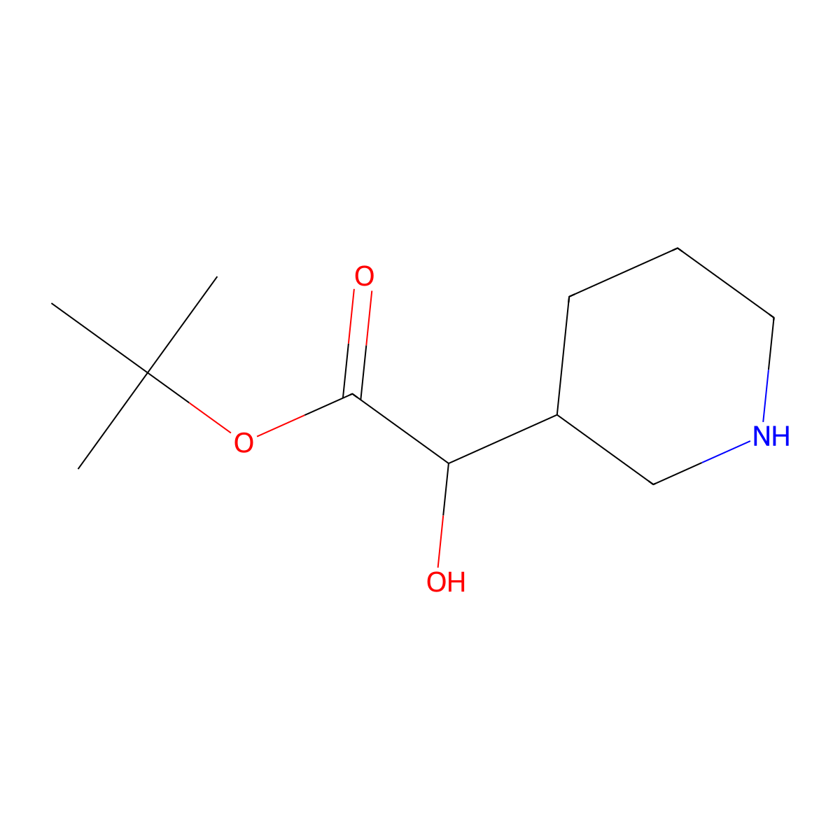 Tert-butyl 2-hydroxy-2-(piperidin-3-yl)acetate molecular structure, CAS 1987421-71-5