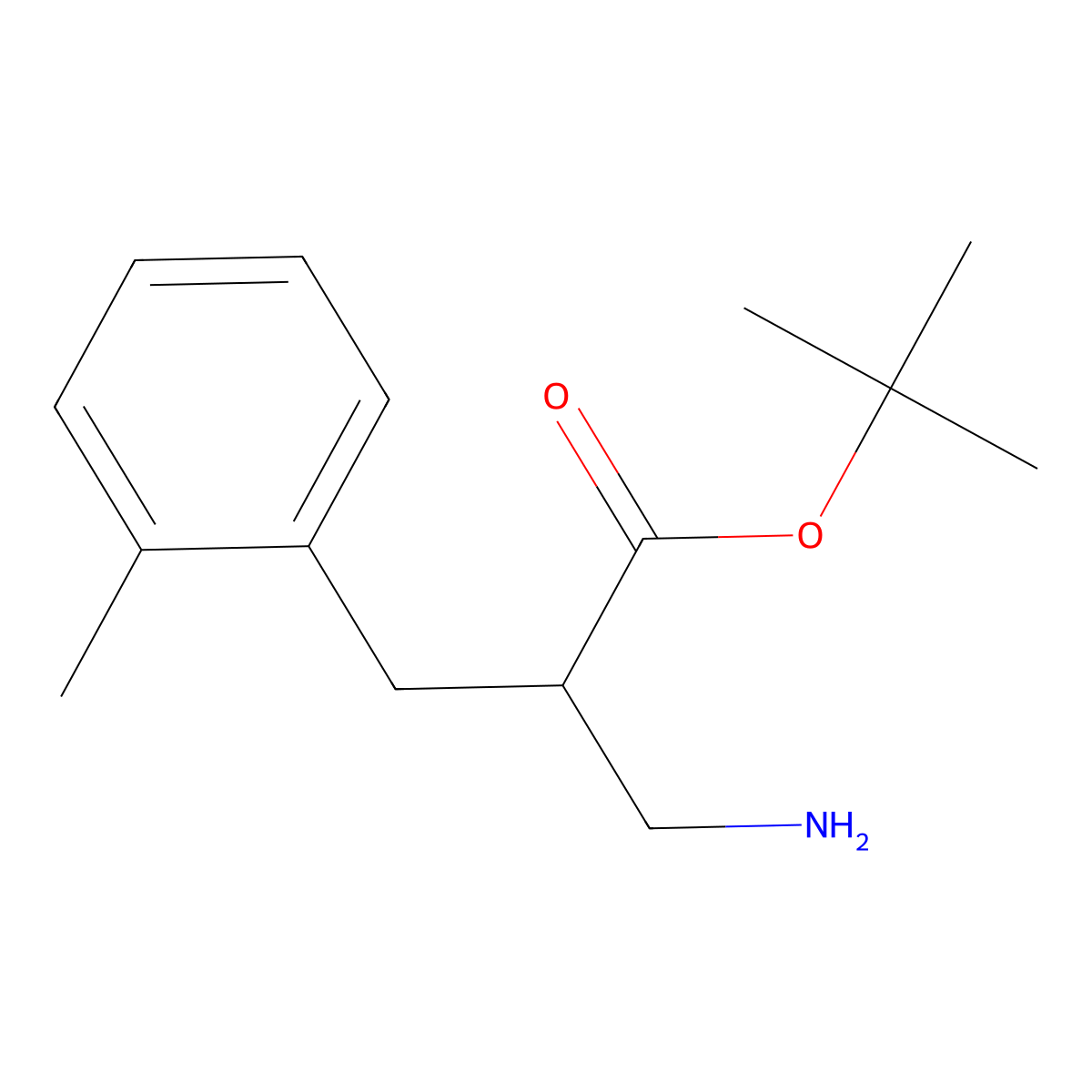 Tert-butyl 3-amino-2-[(2-methylphenyl)methyl]propanoate molecular structure, CAS 1987428-39-6