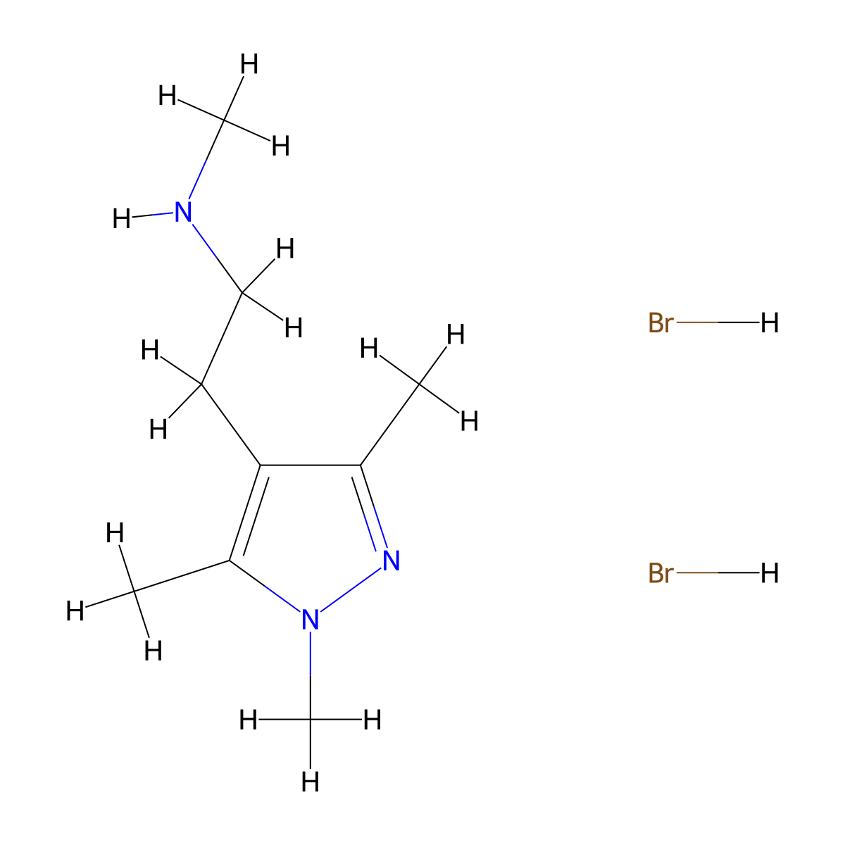 1H-Pyrazole-4-ethanamine, n,1,3,5-tetramethyl-, dihydrobromide molecular structure, CAS 1987514-02-2