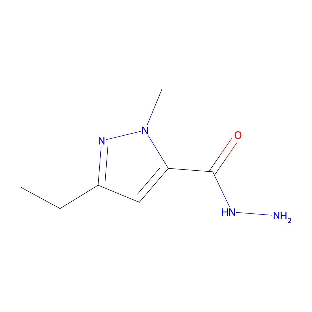 3-ethyl-1-methyl-1H-pyrazole-5-carbohydrazide molecular structure, CAS 198757-17-4