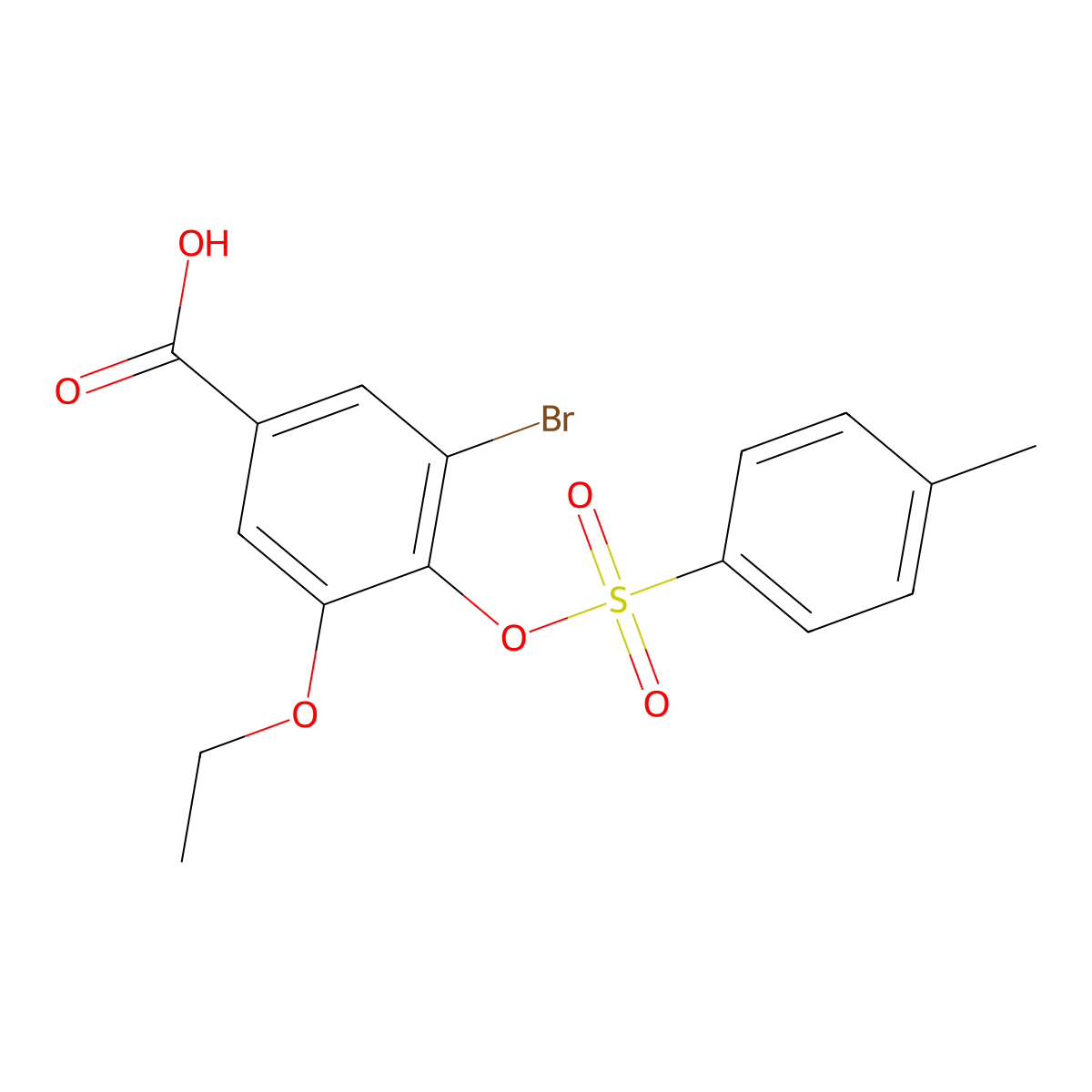 3-Bromo-5-ethoxy-4-{[(4-methylphenyl)sulfonyl]oxy}benzoic acid molecular structure, CAS 1987638-41-4