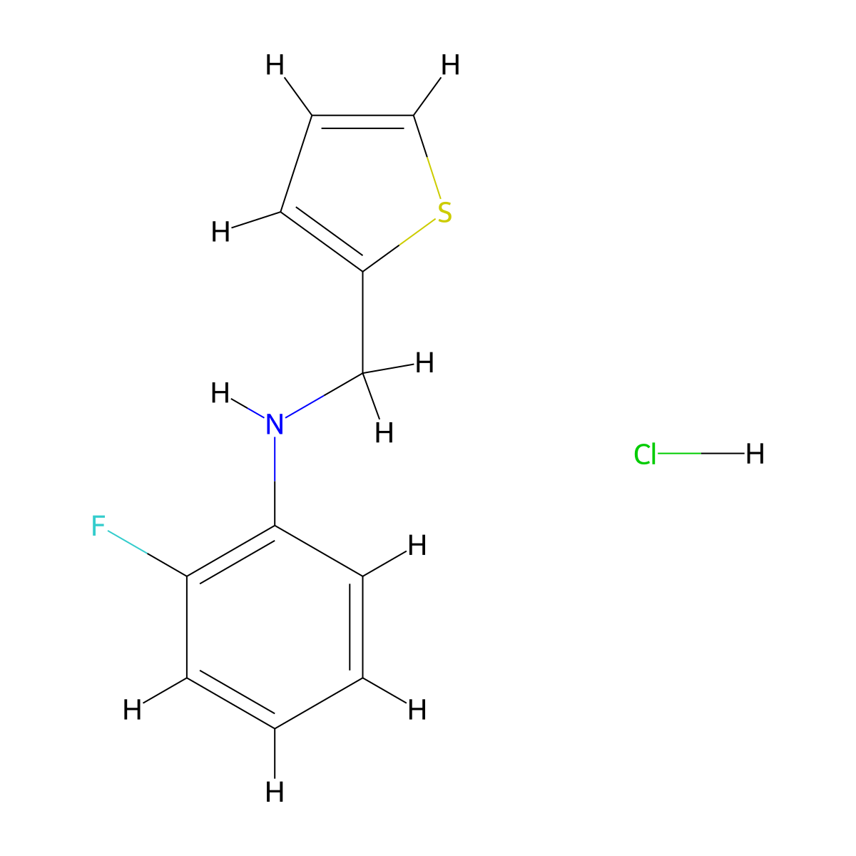 (2-Fluorophenyl)(2-thienylmethyl)amine hydrochloride molecular structure, CAS 1987680-50-1