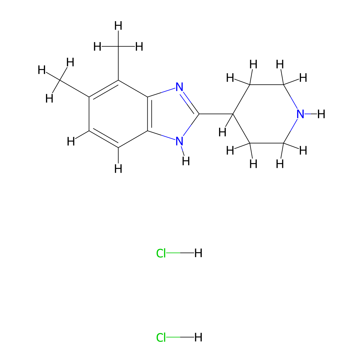 4,5-dimethyl-2-piperidin-4-yl-1H-benzimidazole dihydrochloride molecular structure, CAS 1987680-62-5