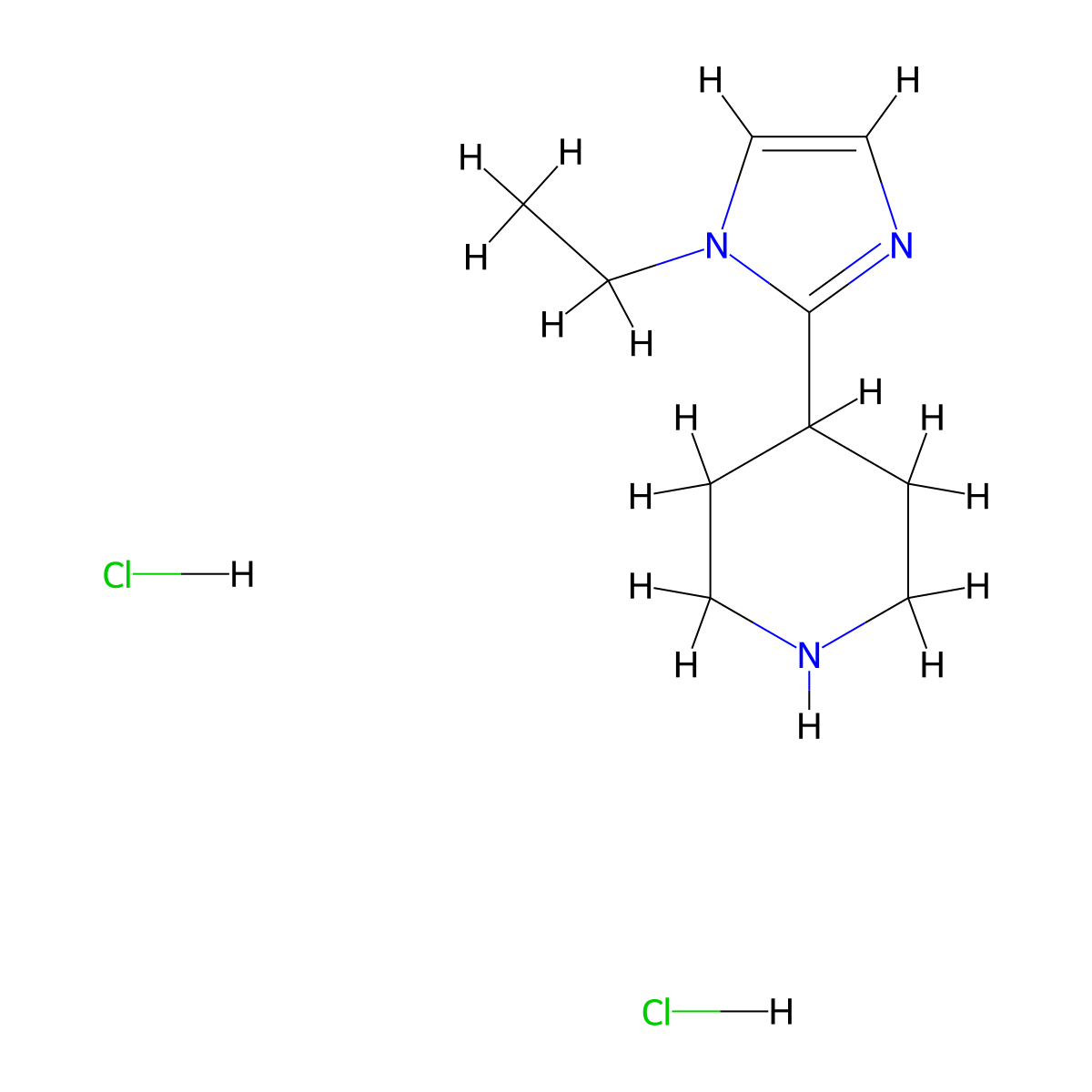 4-(1-ethyl-1H-imidazol-2-yl)piperidine dihydrochloride molecular structure, CAS 1987680-66-9