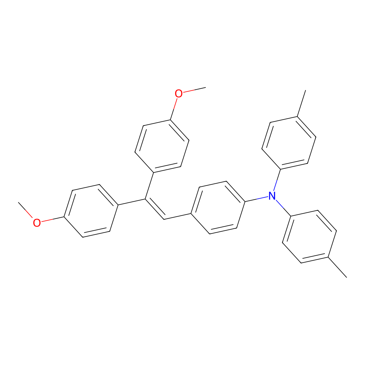 4-[2,2-bis(4-methoxyphenyl)ethenyl]-N,N-bis(4-methylphenyl)aniline molecular structure, CAS 198769-43-6
