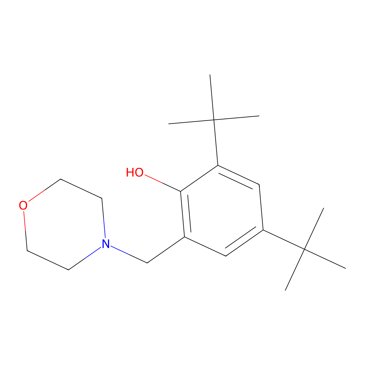 2,4-Di-tert-butyl-6-(morpholinomethyl)phenol molecular structure, CAS 198773-74-9