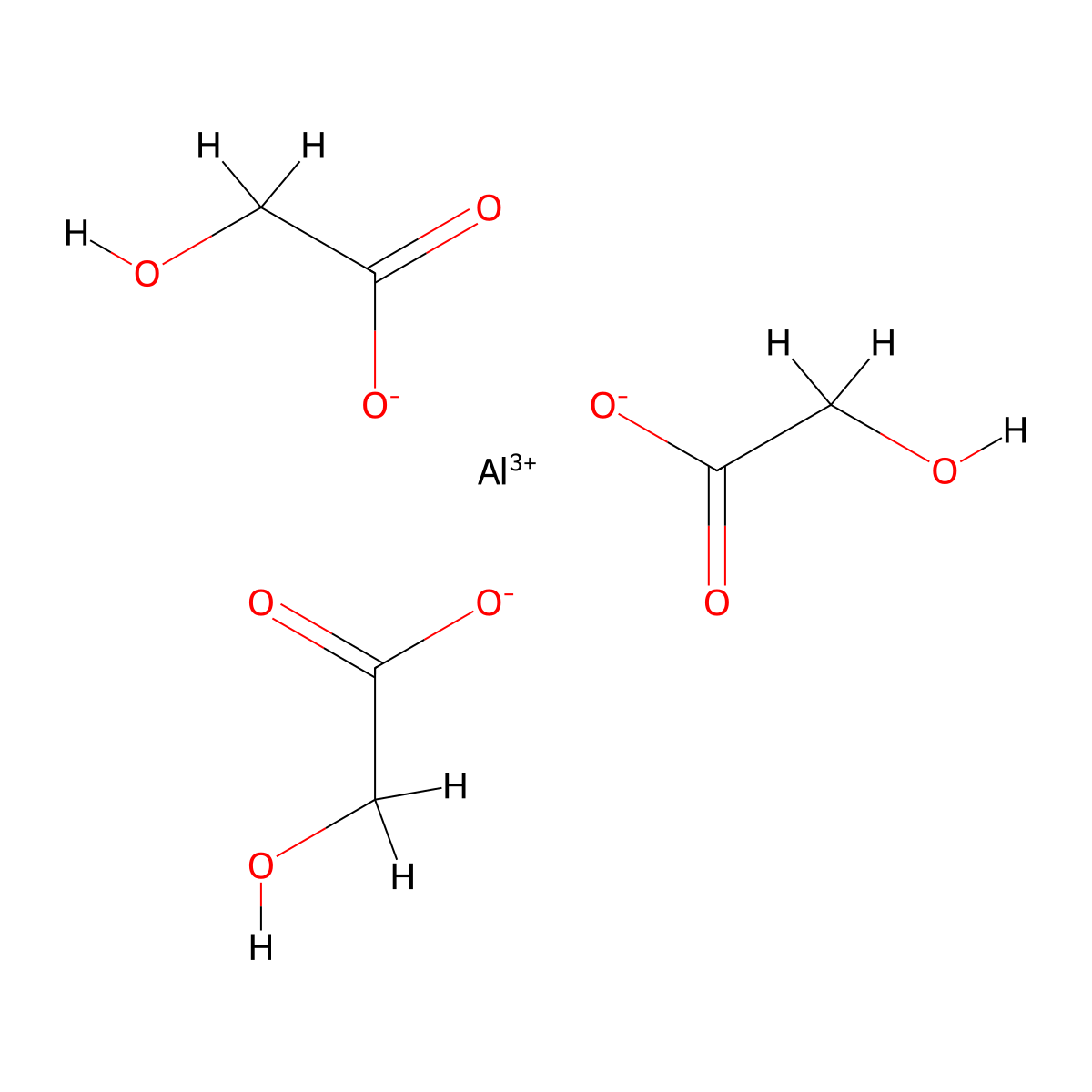 Aluminum, tris((hydroxy-kappaO)acetato-kappaO)- molecular structure, CAS 19878-87-6